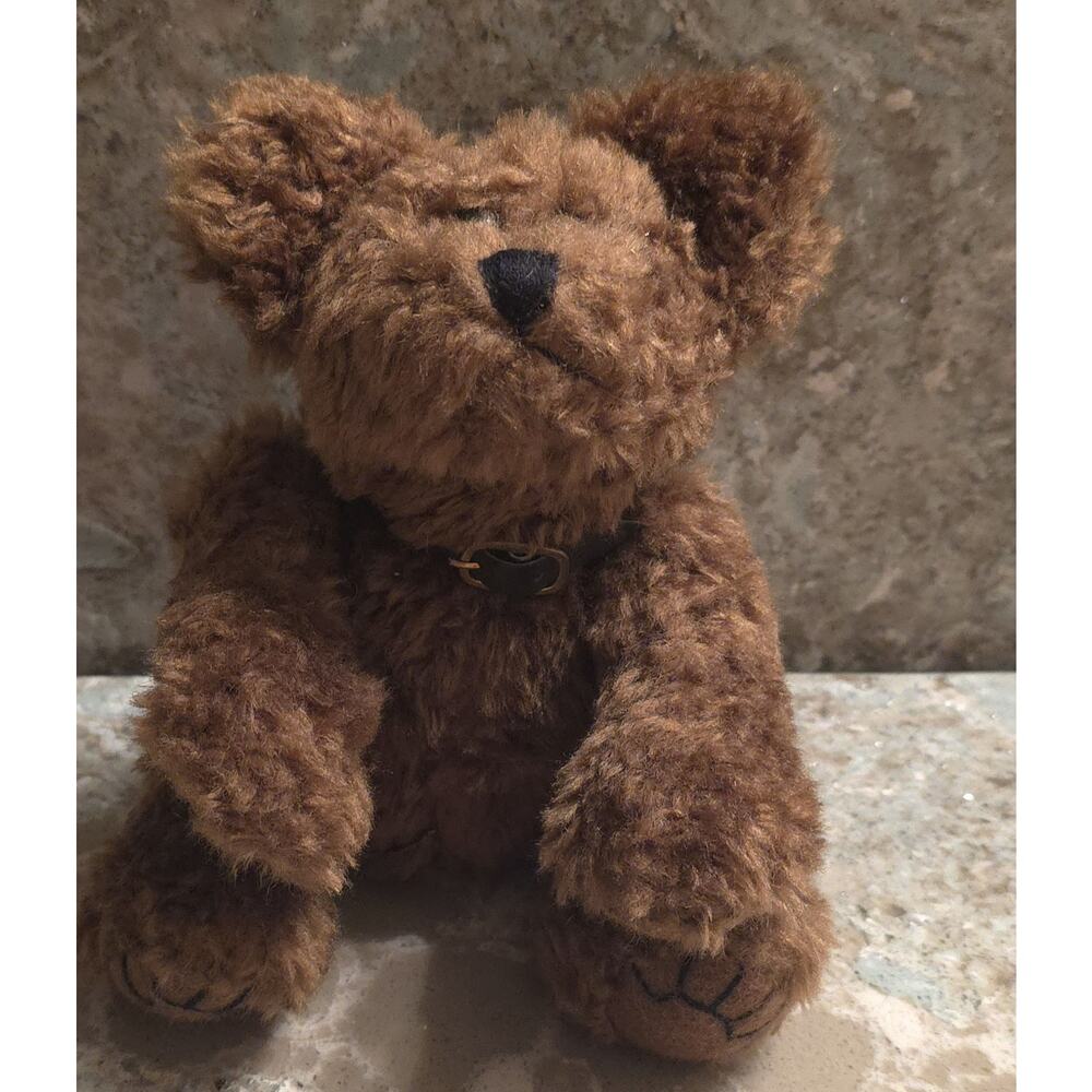 Boyds Bear Plush Teddy Bear Brown Buckle Studded Collar 8ins